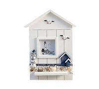 Wrtysully Llave de Estilo MediterráNeo de Madera Montado en la Pared del Estilo NáUtico de Madera del Gabinete Gabinete de Caja de Almacenamiento