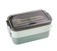 Wrtysully Lonchera de 2 Lonchera Apta para Microondas Lonchera Caja de Almacenamiento de Alimentos Caja Bento para Estudiantes Niños Trabajadores de Oficina Verde