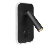 Wrtysully Luz de Pared Luz de Fondo Carga USB RotacióN de 330 Grados LáMpara de Pared Ajustable LáMpara de Lectura de Estudio de Cabecera LáMpara Negra