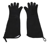 Wrtysully Manopla de Horno de Silicona Profesional Extra Larga, Guante de Cocción Resistente Al con Algodón Interno para Cocina, Barbacoa, Horneado, Parrilla - Negro