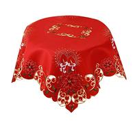 Wrtysully Mantel Bordado NavideñO, Mantel Redondo, para Restaurante, Comedor, Fiesta, Banquete, Eventos, 33 Pulgadas