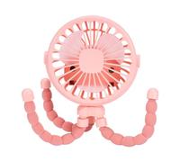 Wrtysully Mini Ventilador Silencioso, Recargable por USB, Portátil, Rosa, 3 Velocidades, Ajustable, con Función de Iluminación, para Asiento de Coche, Cochecito