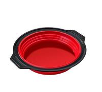 Wrtysully Molde de Forma Redonda, Molde Cilíndrico Plegable de Silicona para Hornear Pasteles, Mousse, Fondant, para Repostería, Postre, Gelatina, Rojo