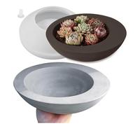 Wrtysully Molde de Recipiente Redondo Grande, Molde de Hormigón de Resina de Almacenamiento de Cuenco Irregular de Silicona, Molde de Resina Epoxi para Bricolaje