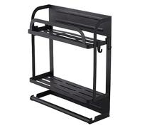 Wrtysully Organizador MagnéTico para, Estante de Almacenamiento para Refrigerador de 2 Niveles con Soporte para Toallas de Papel y ExtraíBles