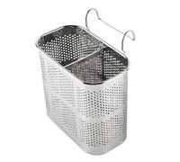 Wrtysully Palillos de Doble Celda con Orificio Cerrado Palillos de Doble Celda Cuadrados de Acero Inoxidable Drenaje Jaula para Palillos Multifuncional