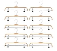 Wrtysully Paquete de 10 Pantalones de Madera con Acabado SóLido/Colgadores de Faldas con Pinzas Anti-óXido Perchas de Ropa de Abrigo
