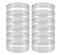 Wrtysully Paquete de 12 Anillos de Tarta de Acero Inoxidable, Anillo de Mousse de Pastel Perforado, Molde de Anillo de Pastel, Herramientas para Hornear Pasteles Redondos de 6 Cm