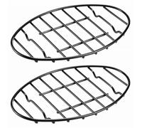 Wrtysully Paquete de 2 Rejillas para Asar Ovaladas - Rejilla de Enfriamiento Negra de 12 Pulgadas con Patas Integradas, Antiadherente - para Asador, Ideal para Rociar