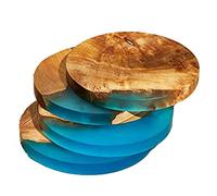 Wrtysully Paquete de 4 Posavasos de Madera con Resina Epoxi, Posavasos de Bar para Bebidas, Posavasos Modernos para Bar, Cocina, Casa, Apartamento