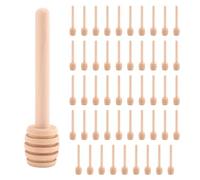 Wrtysully Paquete de 50 Mini 3 Pulgadas Palitos Cazo de Miel Cazo de Madera y Miel Envuelto Individualmente, Servidor para Miel Dispensador de Jarra Miel Rociada, Favores de Fiesta de Boda