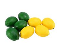 Wrtysully Paquete de 8 Limones Falsos Artificiales Frutas de Limones para Llenado de Florero Casa Cocina Decoración de Fiesta, Amarillo Y Verde