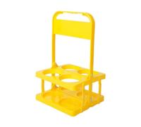 Wrtysully Portabebidas de Plástico Plegable con 4 Orificios, Portabebidas Reutilizable con Asa Portabebidas Portátil Amarillo