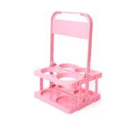 Wrtysully Portabebidas de Plástico Plegable con 4 Orificios, Portabebidas Reutilizable con Asa Portabebidas Portátil Rosa