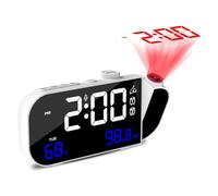 Wrtysully Reloj Despertador de ProyeccióN, Reloj Digital con Proyector Giratorio de 180° y Atenuador de Brillo Infinito y Voz