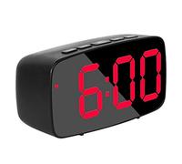 Wrtysully Reloj Despertador Digital Inteligentede la Cabecera, Reloj de Escritorio USB de Viaje LED Rojo con RepeticióN Temperatura Fecha 12 / 24H para Dormitorio, Negro