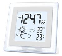 Wrtysully Reloj Despertador Digital una Pilas con RetroiluminacióN AutomáTica, Temperatura Interior, Humedad, 12/24 Horas, Fecha, Reloj de Escritorio