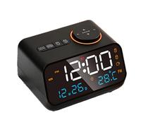Wrtysully Reloj Despertador LED con Radio FM para Despertar Junto una la Cama. Calendario de Mesa Digital con TermóMetro de Temperatura HigróMetro de Humedad(B)