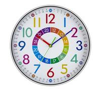 Wrtysully Reloj Digital de 12 Pulgadas, Silencioso, para el Hogar, el Dormitorio, la Sala de Estar, Reloj Electrónico de Color Sin Perforaciones y Alimentado por Batería