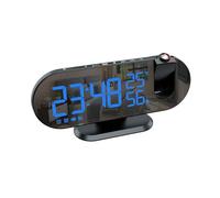 Wrtysully Reloj Electrónico Fotosensible con Pantalla de Temperatura y Humedad, Reloj Despertador con Proyección de Espejo, Radio con Pantalla Grande LED