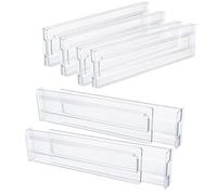 Wrtysully Separadores de Cajones, Paquete de 8, Ajustables de 3,2 Pulgadas de Alto, Expandibles de 11 una 20,6 Pulgadas, Organizador de Cajones de Cocina, PláStico Transparente