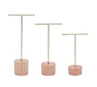 Wrtysully Soporte de ExhibicióN de Aretes de Barra en T de 3 Piezas con Soportes de JoyeríA de Base de Madera Organizador de JoyeríA Colgante para Accesorios de FotografíA B
