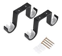 Wrtysully Soportes de Barra de Cortina Doble de 2 Piezas el Soporte de Techo Admite AleacióN de Aluminio Negro