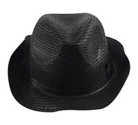 Wrtysully Straw Hat Fedora - Panama Estilo Poco voluminoso Crushable Summer Sun Mens Ladies - Negro