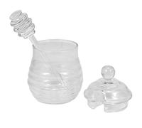 Wrtysully Tarro de Miel de Vidrio Transparente con Tapa Tarro de Miel con Cazo, 9 Onzas