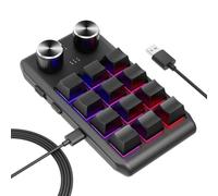 Wrtysully Teclado Personalizado Volumen BotóN Perilla ProgramacióN Macro Gaming Hotswap Teclado Negro, 12 Teclas 2 Perilla USB