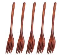 Wrtysully Tenedores de Madera, 5 Piezas Ecológico-Simpático Madera Japonesa Ensalada Tenedor de Cena Vajilla Cubiertos para Niños Adultos (5 Piezas Sin Cuerda Tenedores de Madera)