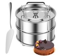 Wrtysully Vaporizador de Acero Inoxidable de 2 Niveles con Capacidad de 2,4 Cuartos de Galón y Tapa Apilable, Molde para Flan, Sartenes Antiadherentes para Cocinar Al Vapor