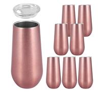 Wrtysully Vaso de Vino con Flautas de ChampáN, 8 Paquetes, Vaso de Vino con Doble Aislamiento de 6 Oz con Tapas, Tazas de CóCtel Irrompibles