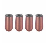 Wrtysully Vaso de Vino con Tapa de Acero Inoxidable - Copa PortáTil con Forma de Huevo Copa de Regalo de Moda-6 Oz, Rosa (Paquete de 4)
