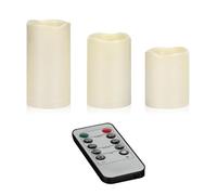 Wrtysully Velas Sin Llama 4 Pulgada 5 Pulgada 6 Pulgada Juego de 3 Pilares Interiores y Exteriores Velas Parpadeantes con Pilas de 3 Pulgada de Diámetro con Control Remoto