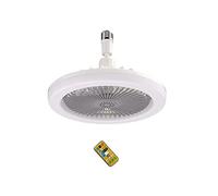 Wrtysully Ventilador de Techo con Control Remoto y Luz 30W LáMpara LED Ventilador Inteligente Silencioso Ventilador de Techo E27 Base Convertidora Gris