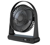 Wrtysully Ventilador Pequeño USB de Escritorio, Ventilador de Oficina, Mini Ventilador Portátil Recargable con Pantalla Digital, Negro