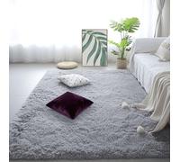 WRUIJIO Alfombra Habitacion 130 x 250 cm Antideslizante Alfombra Peluda Grande Habitacion Lavables y para Dormitorio y Habitación Infantil, Tapete para Cama, Gris Claro