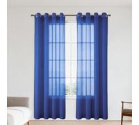 WRUIJIO Cortinas Salon Modernas Translucidas 170 x 330 cm Translucida Visillos Salón Poliéster para Habitacion Matrimonio Dormitorio Juvenil, Azul Oscuro