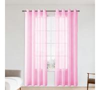 WRUIJIO Cortinas Salon Modernas Translucidas 200 x 220 cm Translucida Visillos Salón Poliéster para Habitacion Matrimonio Dormitorio Juvenil, Rosa