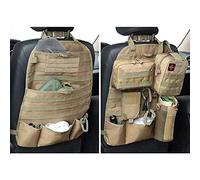 wrumava Organizador de respaldo de asiento de coche, panel táctico Molle de nailon, ajuste universal, protector de cubierta de asiento trasero de coche (Olny Tan Molle organizador de asiento)