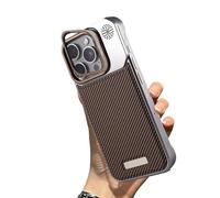 Wryhaul Geupday Leather Frameless Aromatherapy Magnetic Case, Metal Edge Borderless Frameless Phone Case, Luxury Leather Invisible Stand for iPhone Case 16 15 14 13 Series (Gold,16 Pro-MAX)