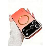 WRYHAUL Gradient Glass-Gloss Case Compatible with Magsafe, for iPhone 17 Series, Magnetic Ultra Thin Gradient with Lens Protection Phone Case with Shockproof Airbags (17 Pro-MAX,Orange)