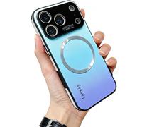WRYHAUL Gradient Glass-Gloss Case Compatible with Magsafe, for iPhone 17 Series, Magnetic Ultra Thin Gradient with Lens Protection Phone Case with Shockproof Airbags (17 Pro-MAX,Blue)