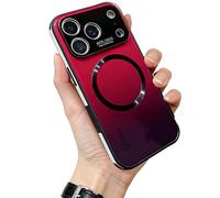 WRYHAUL Gradient Glass-Gloss Case Compatible with Magsafe, for iPhone 17 Series, Magnetic Ultra Thin Gradient with Lens Protection Phone Case with Shockproof Airbags (16 Pro-MAX,Red)