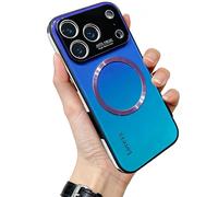 WRYHAUL Gradient Glass-Gloss Case Compatible with Magsafe, for iPhone 17 Series, Magnetic Ultra Thin Gradient with Lens Protection Phone Case with Shockproof Airbags (16 Pro-MAX,Purple)