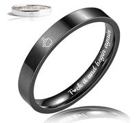 Wryhaul Middle Finger Mantra Ring, Fuck It and Begin Again Inspirational Ring, Fuck It Dainty Bar Ring, Fuck It and Begin Again Ring, Fuck Trauma Stackable Rings Ring for Women Men (Black,US-7)