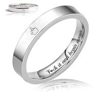 Wryhaul Middle Finger Mantra Ring, Fuck It and Begin Again Inspirational Ring, Fuck It Dainty Bar Ring, Fuck It and Begin Again Ring, Fuck Trauma Stackable Rings Ring for Women Men (Silver,US-5)
