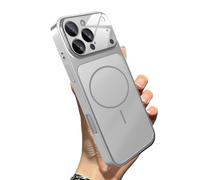 WRYHAUL Upgrade Slim Hard Glass Shockproof Magnetic Case for iPhone 17, with Integrated Camera Protection, Magnetic Charging Anti-Collision Matte Protective Case (16 Pro-MAX,Silver)