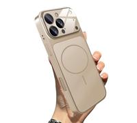 WRYHAUL Upgrade Slim Hard Glass Shockproof Magnetic Case for iPhone 17, with Integrated Camera Protection, Magnetic Charging Anti-Collision Matte Protective Case (15 Pro-MAX,Gold)